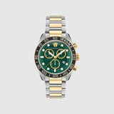 Versace Greca Dome Chronograph Green Dial Two Tone Steel Strap Watch for Men - VE6K00423