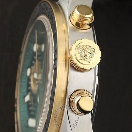 Versace Greca Dome Chronograph Green Dial Two Tone Steel Strap Watch for Men - VE6K00423