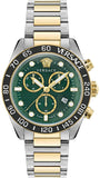 Versace Greca Dome Chronograph Green Dial Two Tone Steel Strap Watch for Men - VE6K00423