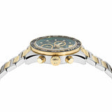 Versace Greca Dome Chronograph Green Dial Two Tone Steel Strap Watch for Men - VE6K00423