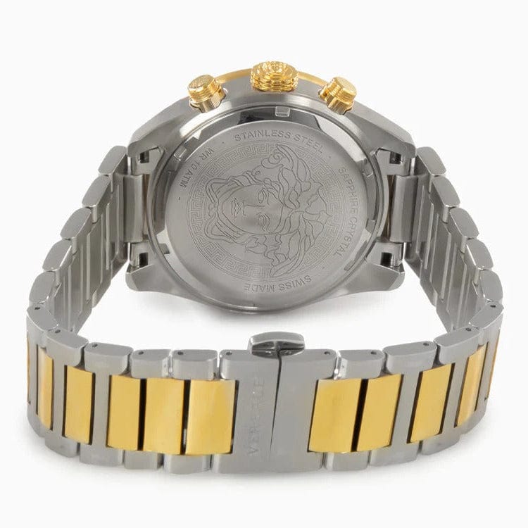 Versace Greca Dome Chronograph Green Dial Two Tone Steel Strap Watch for Men - VE6K00423