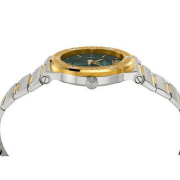 Versace Greca Green Dial Silver Steel Strap Watch for Men - VEVI00420