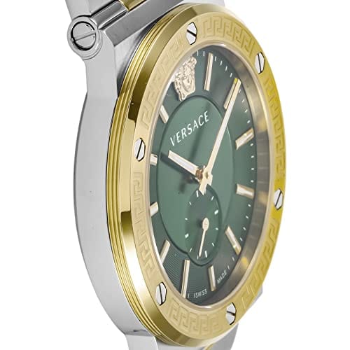 Versace Greca Green Dial Silver Steel Strap Watch for Men - VEVI00420