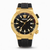 Versace Greca Logo Diver Quartz Black Dial Black Rubber Strap Watch for Men - VE8G00324
