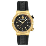Versace Greca Logo Diver Quartz Black Dial Black Rubber Strap Watch for Men - VE8G00324