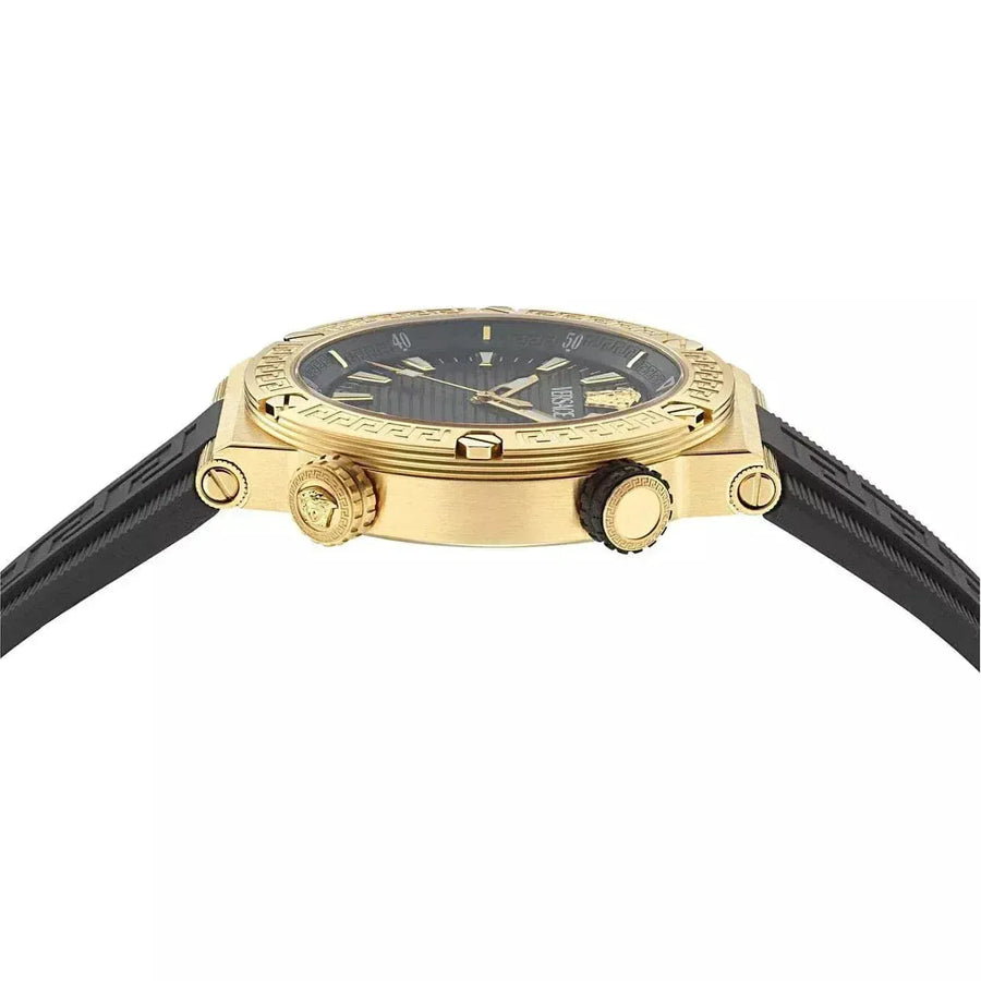 Versace Greca Logo Diver Quartz Black Dial Black Rubber Strap Watch for Men - VE8G00324