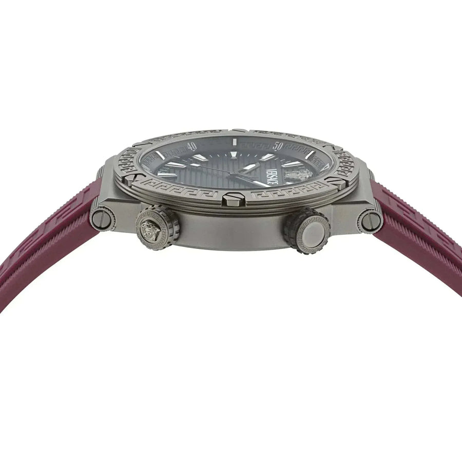Versace Greca Logo Diver Quartz Black Dial Purple Rubber Strap Watch for Men - VE8G00224