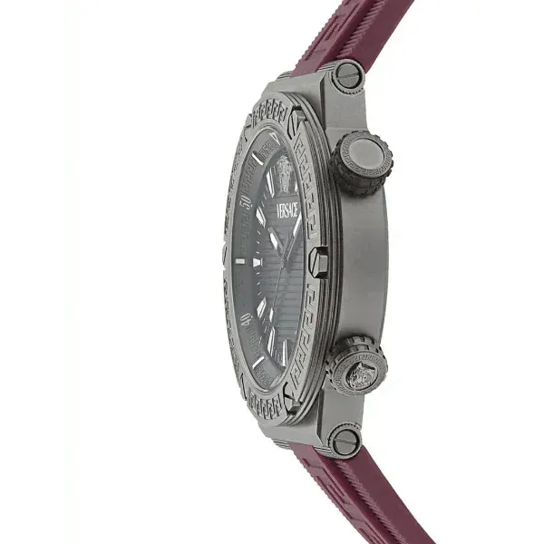 Versace Greca Logo Diver Quartz Black Dial Purple Rubber Strap Watch for Men - VE8G00224