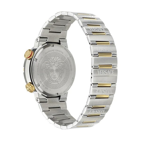 Versace Greca Logo Diver Quartz Black Dial Two Tone Steel Strap Watch for Men - VE8G00424