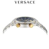 Versace Greca Logo Diver Quartz Black Dial Two Tone Steel Strap Watch for Men - VE8G00424