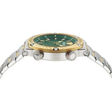 Versace Greca Logo Diver Quartz Green Dial Two Tone Steel Strap Watch for Men - VE8G00524