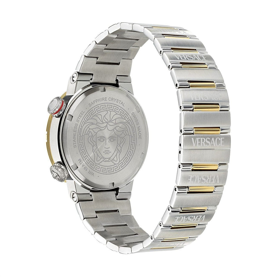 Versace Greca Logo Diver Quartz Green Dial Two Tone Steel Strap Watch for Men - VE8G00524