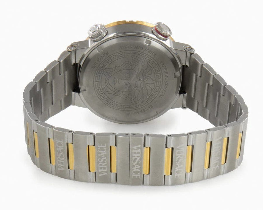 Versace Greca Logo Diver Quartz Green Dial Two Tone Steel Strap Watch for Men - VE8G00524