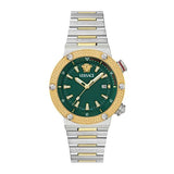 Versace Greca Logo Diver Quartz Green Dial Two Tone Steel Strap Watch for Men - VE8G00524