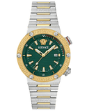 Versace Greca Logo Diver Quartz Green Dial Two Tone Steel Strap Watch for Men - VE8G00524