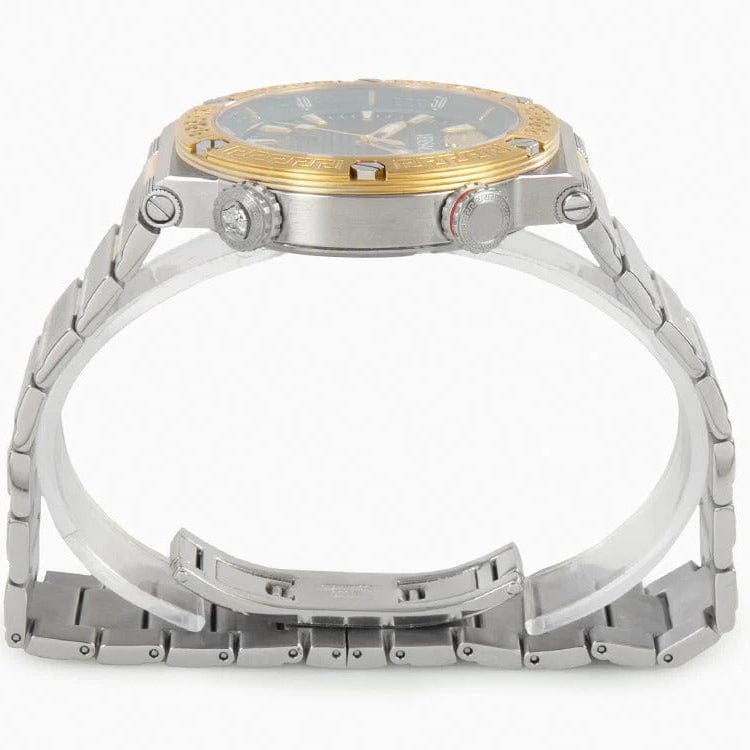 Versace Greca Logo Diver Quartz Green Dial Two Tone Steel Strap Watch for Men - VE8G00524