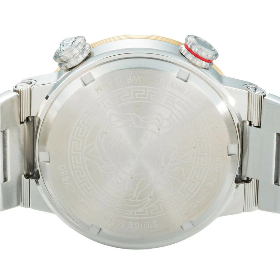 Versace Greca Logo Diver Quartz Green Dial Two Tone Steel Strap Watch for Men - VE8G00524