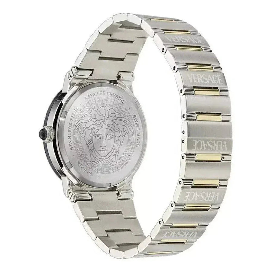 Versace Greca Logo Moonphase Mother of Pearl Dial Two Tone Steel Strap Watch for Women - VE7G00524