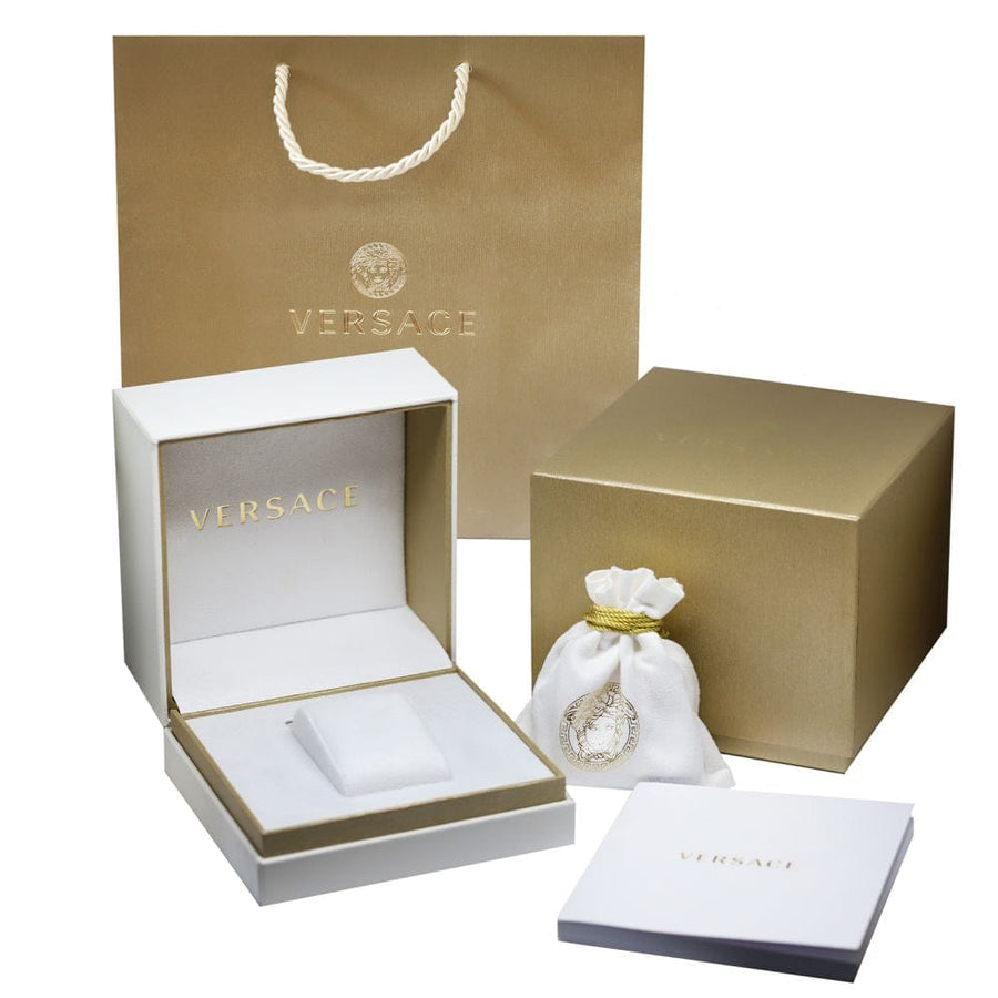 Versace Greca Logo Moonphase Mother of Pearl Dial Two Tone Steel Strap Watch for Women - VE7G00524
