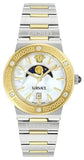 Versace Greca Logo Moonphase Mother of Pearl Dial Two Tone Steel Strap Watch for Women - VE7G00524