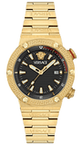 Versace Greca Logo Quartz Black Dial Gold Steel Strap Watch for Men - VE8G00624