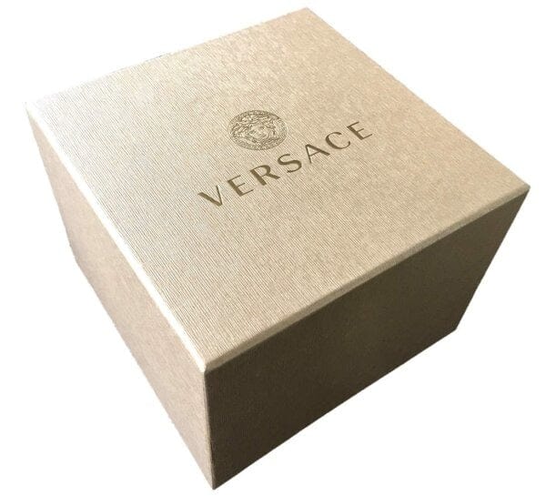 Versace Greca Logo Quartz Black Dial Gold Steel Strap Watch for Men - VE8G00624