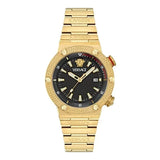 Versace Greca Logo Quartz Black Dial Gold Steel Strap Watch for Men - VE8G00624