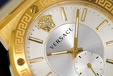 Versace Greca Silver Dial Gold Steel Strap Watch for Men - VEVI00520