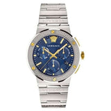 Versace Greca Quartz Blue Dial Silver Steel Strap Watch For Men - VEZ900221