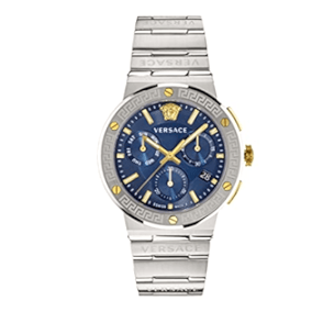 Versace Greca Quartz Blue Dial Silver Steel Strap Watch For Men - VEZ900221