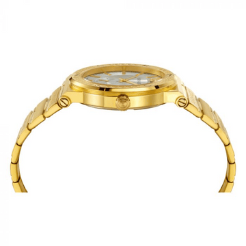 Versace Greca Silver Dial Gold Steel Strap Watch for Men - VEVI00520