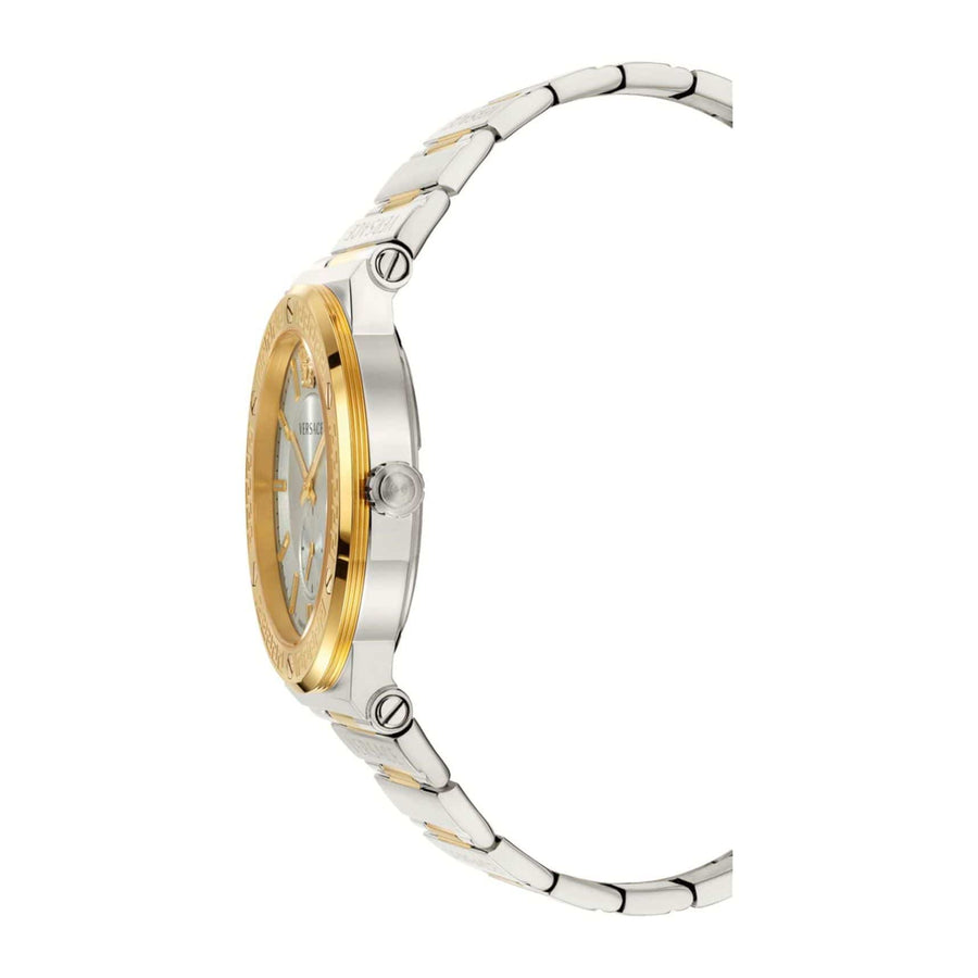 Versace Greca Silver Dial Two Tone Steel Strap Watch for Men - VEVI00320