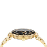 Versace Greca Sport Quartz Black Dial Gold Steel Strap Watch for Men - VEZ300721
