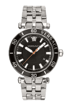 Versace Greca Sport Quartz Black Dial Silver Steel Strap Watch For Men - VEZ300321