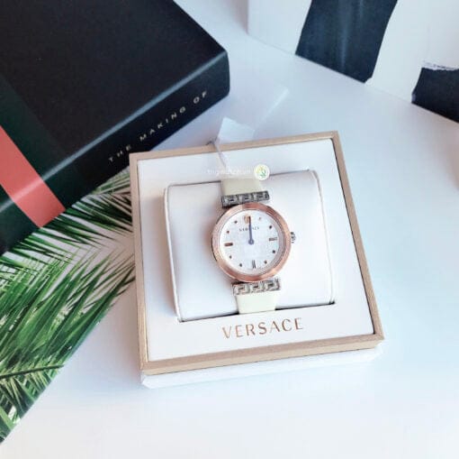Versace Greca White Dial White Leather Strap Watch for Women - VELW00120