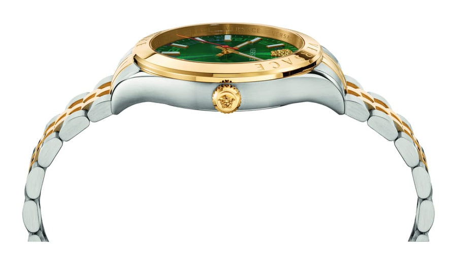 Versace Hellenium Green Dial Two Tone Steel Strap Watch for Men - VEVK00620