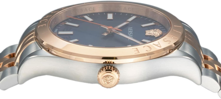 Versace Hellenyium Blue Dial Two Tone Steel Strap Watch for Men - VEVK01424