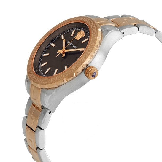 Versace Hellenyium GMT Black Dial Two Tone Steel Strap Watch for Men - V11040015