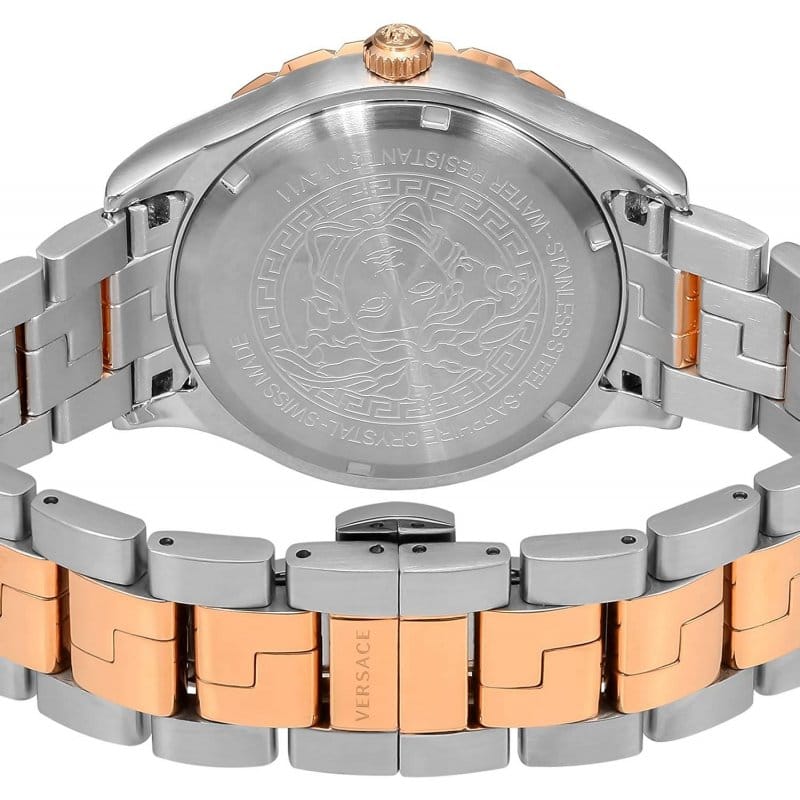 Versace Hellenyium GMT Silver Dial Two Tone Steel Strap Watch for Men - V11030015