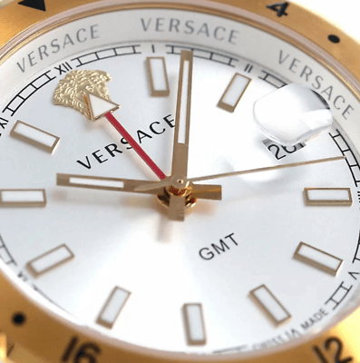 Versace Hellenyium GMT Silver Dial Two Tone Steel Strap Watch for Men - V11030015