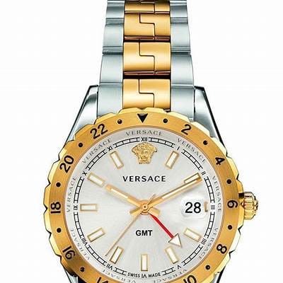 Versace Hellenyium GMT Silver Dial Two Tone Steel Strap Watch for Men - V11030015