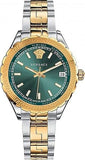 Versace Hellenyium Green Dial Two Tone Steel Strap Watch for Women - V12050015
