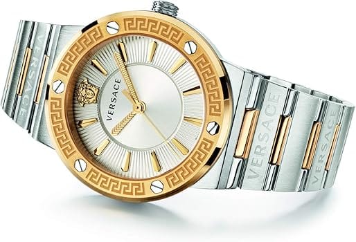Versace Hellenyium Green Dial Two Tone Steel Strap Watch for Women - VEVH00620