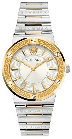 Versace Hellenyium Green Dial Two Tone Steel Strap Watch for Women - VEVH00620