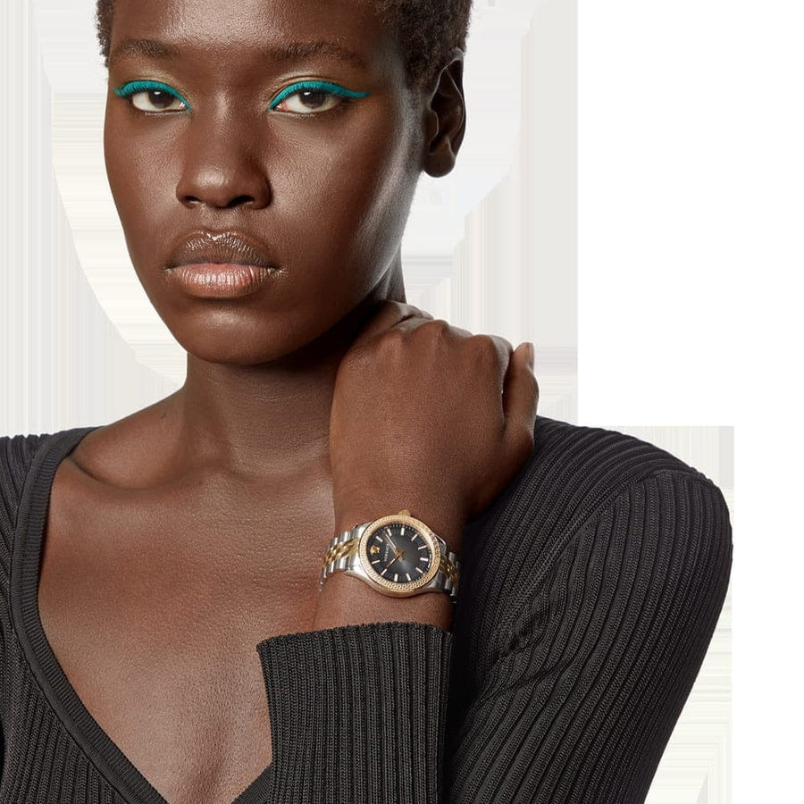 Versace Hellenyium Grey Dial Two Tone Steel Strap Watch for Women - VEHU00520
