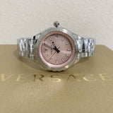 Versace Hellenyium Pink Dial Silver Steel Strap Watch for Women - V12010015