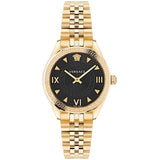 Versace Hellenyium Quartz Black Dial Gold Steel Strap Watch for Women - VE2S00622