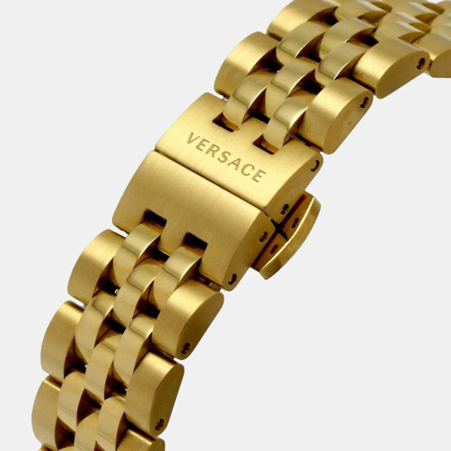 Versace Hellenyium Quartz Black Dial Gold Steel Strap Watch for Women - VE2S00622