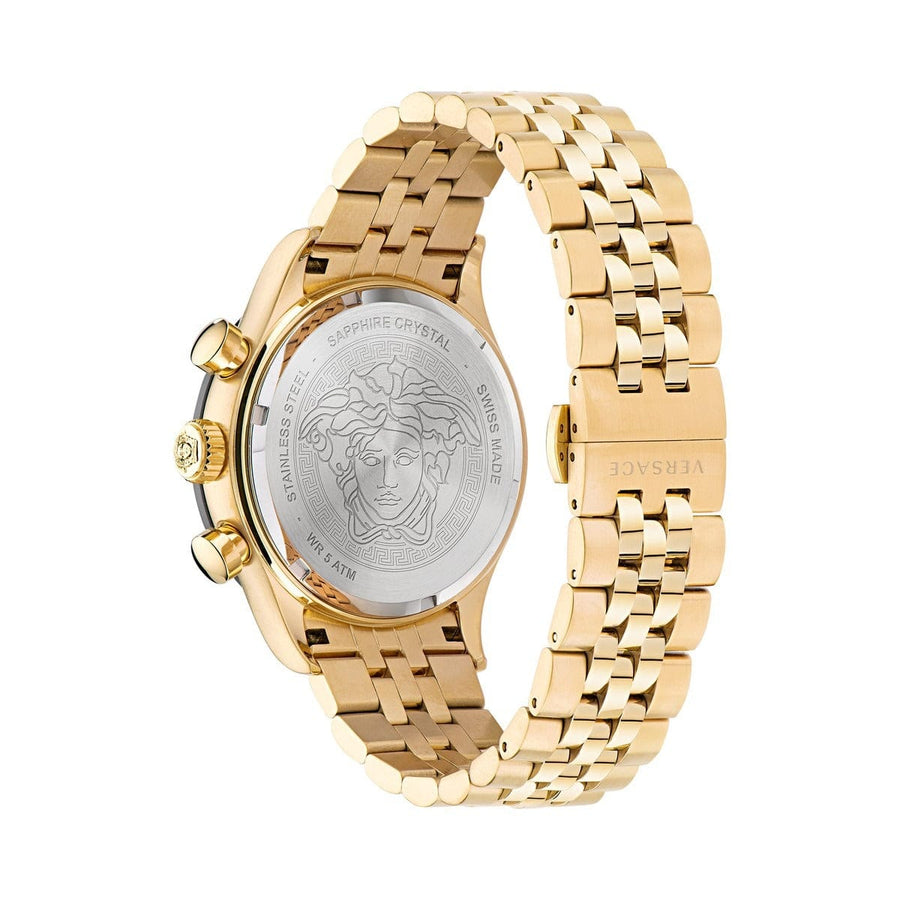 Versace Hellenyium Quartz Black Dial Gold Steel Strap Watch for Women - VE2S00622