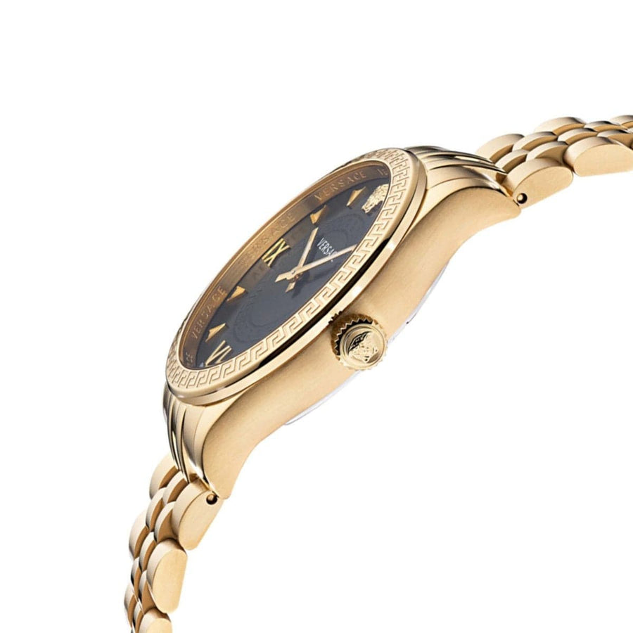 Versace Hellenyium Quartz Black Dial Gold Steel Strap Watch for Women - VE2S00622